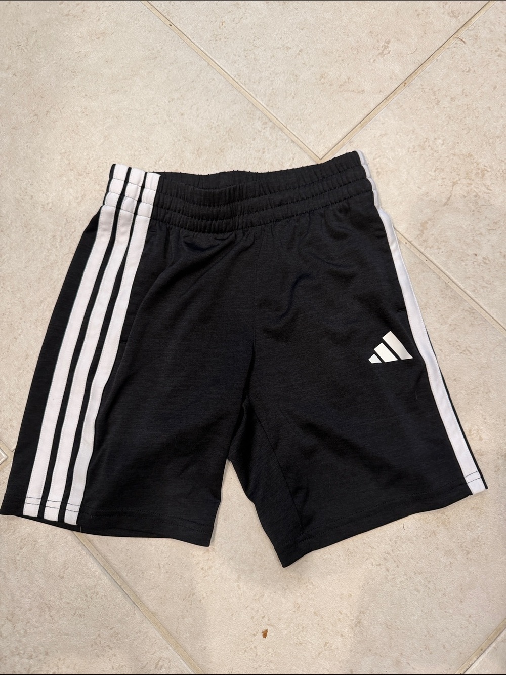 adidas Black Shorts with White Side Stripes - Kids